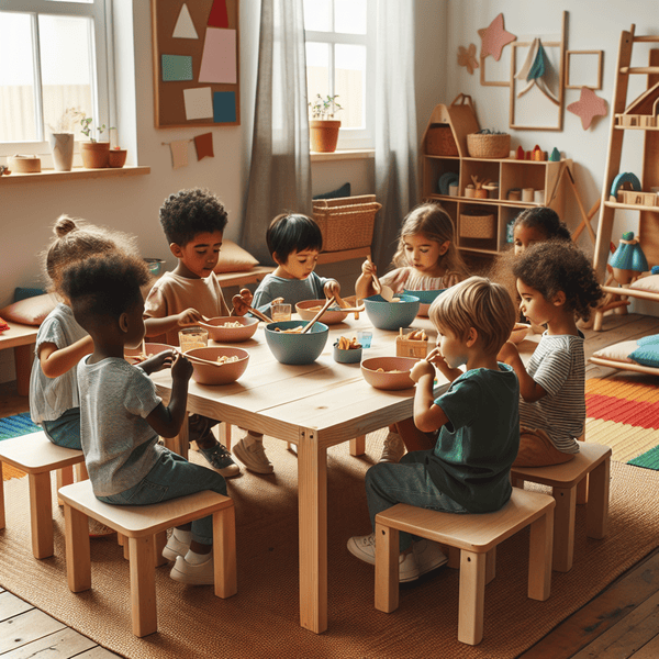  Gemeinschaftlich essen mit der Montessori Sitzgruppe