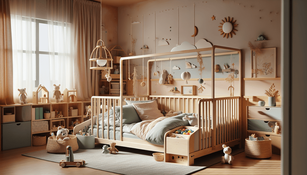 Integration von spielerischen Elementen im Bettgestell -  Das ultimative Montessori Kinderbett - Ein sicherer Schlafplatz