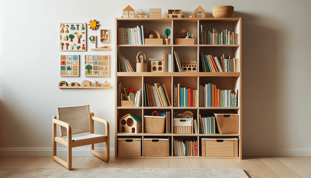 Anpassung des Bücherregals an Alter und Entwicklungszustand -  Ordnung halten mit dem Montessori Bücherregal